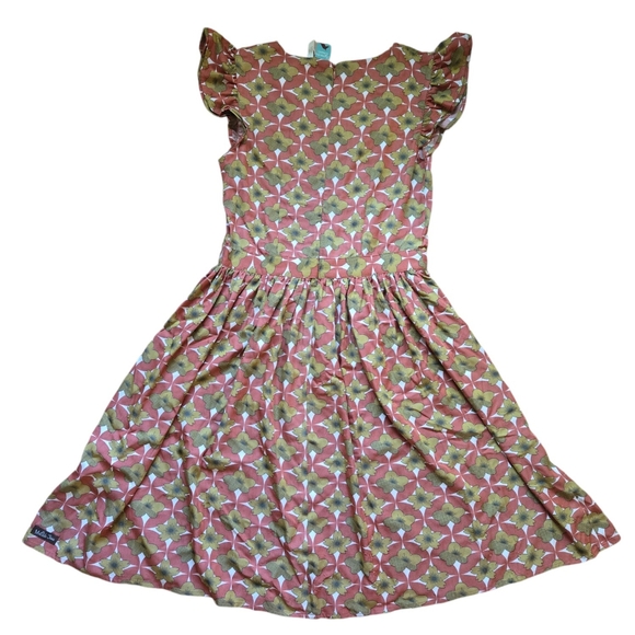 Matilda Jane rust/olive green/off-white floral short sleeved dress, NWT - Picture 2 of 9